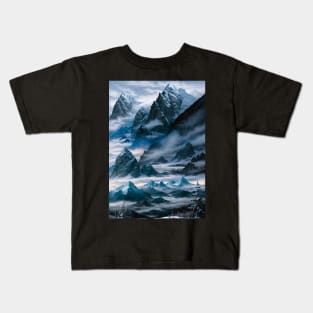 Misty Mountains in Winter Kids T-Shirt